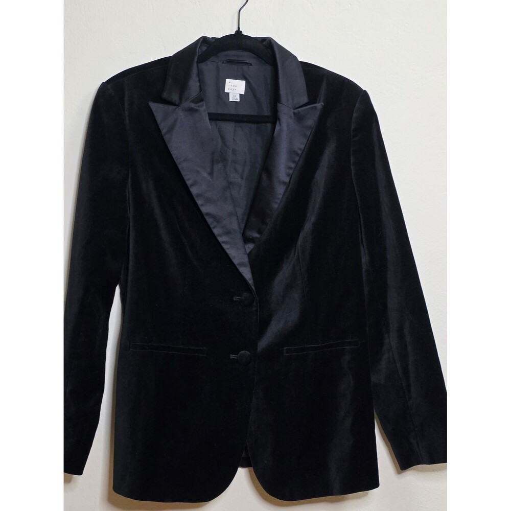 a new day Black Velvet Blazer with Satin Lapels